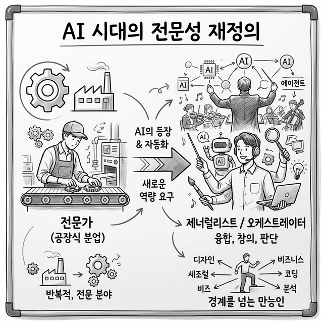 AI 시대의 전문성 재정의 인포그래픽