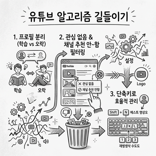 유튜브 알고리즘 길들이기 인포그래픽