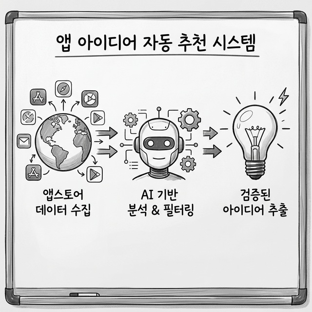 앱 아이디어 자동 추천 시스템 인포그래픽