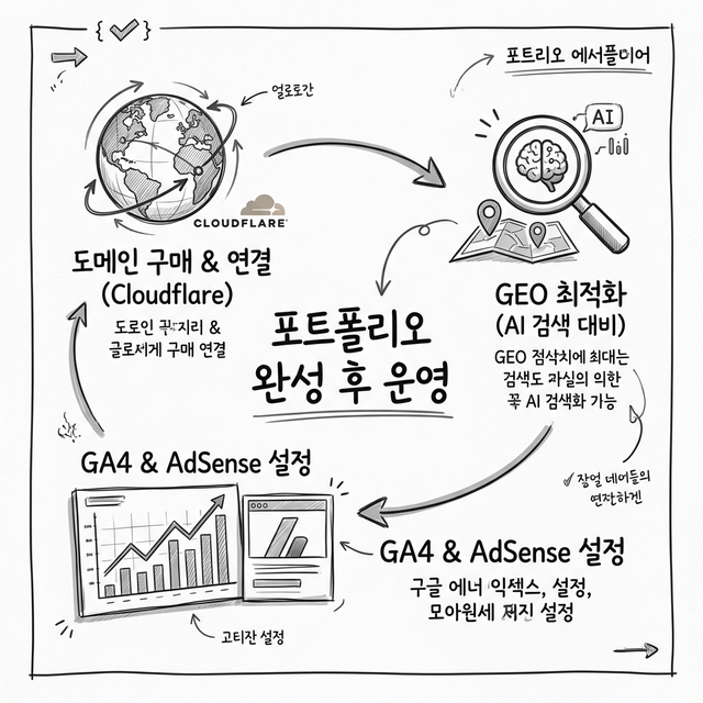 포트폴리오 완성 후 운영기 — 도메인 구매부터 GEO 최적화, GA4까지 썸네일